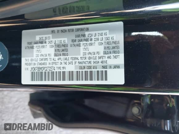 2023 Mazda CX-5 S Select z VIN JM3KFBBM0P0272374, wystawiony jako IAAI lot #43347626 z przebiegiem 47 842 mil mil oraz . Historia ofert i sprzedaży dostępna na DreamBid. Obrazek 9.