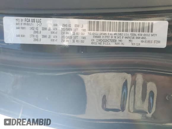 2017 Dodge Durango GT with VIN 1C4RDHDG2HC752830, listed as a Copart auction lot 71421215 with 129,734 mi miles and Salvage title. Bid and sale history available at DreamBid. Image 13.