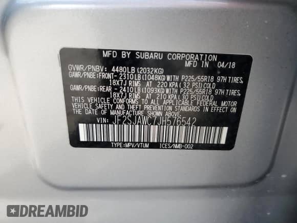 2018 Subaru Forester Touring with VIN JF2SJAWC7JH576542, listed as a Copart auction lot 81283415 with 67,738 mi miles and Salvage title. Bid and sale history available at DreamBid. Image 13.