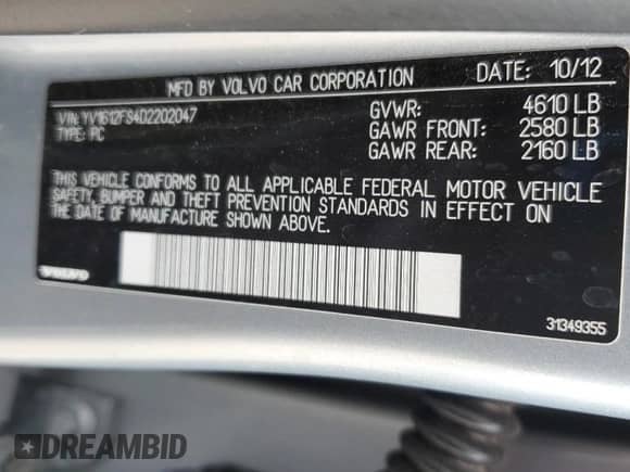 2013 Volvo S60 T5 Premier с VIN YV1612FS4D2202047, выставлен на аукционе Copart как лот 70531325 с пробегом 125 776 миль миль и Списание • Salvage title. История ставок и продаж доступна на DreamBid. Изображение 12.
