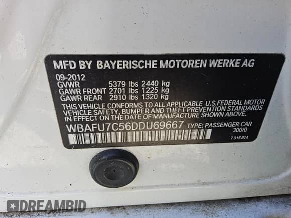 2013 BMW 5 Series 535i xDrive с VIN WBAFU7C56DDU69667, выставлен на аукционе Copart как лот 71875065 с пробегом 145 583 миль миль и Чистый • Clean title. История ставок и продаж доступна на DreamBid. Изображение 12.