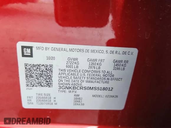 2021 Chevrolet Blazer LT с VIN 3GNKBCRS0MS518012, выставлен на аукционе Copart как лот 68749415 с пробегом 52 260 миль миль и Списание • Salvage title. История ставок и продаж доступна на DreamBid. Изображение 13.