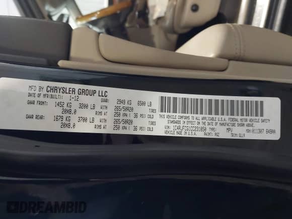 2012 Jeep Grand Cherokee Overland с VIN 1C4RJFCG1CC231850, выставлен на аукционе IAAI как лот 42199366 с пробегом 210 608 миль миль и . История ставок и продаж доступна на DreamBid. Изображение 9.