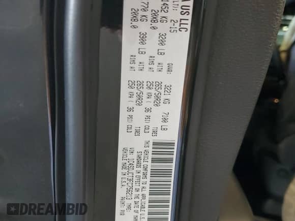 2015 Dodge Durango R/T with VIN 1C4SDJCT3FC756213, listed as a Copart auction lot 71410225 with 120,028 mi miles and Salvage title. Bid and sale history available at DreamBid. Image 13.