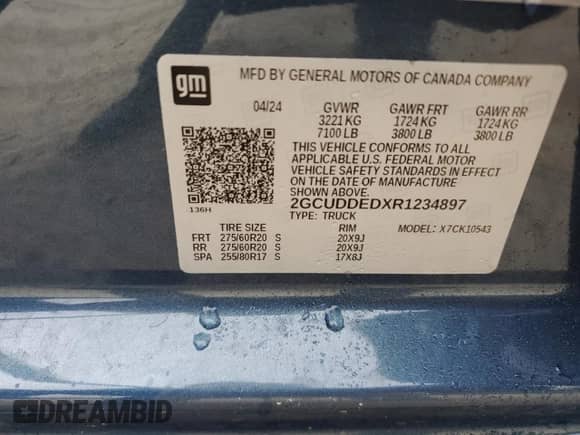 2024 Chevrolet Silverado 1500 LT with VIN 2GCUDDEDXR1234897, listed as a Copart auction lot 63231265 with Not provided miles and Salvage title. Bid and sale history available at DreamBid. Image 13.