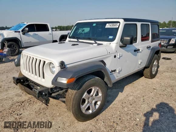 2023 Jeep Wrangler Sport S с VIN 1C4HJXDG1PW520182, выставлен на аукционе Copart как лот 71430685 с пробегом 33 454 миль миль и Списание • Salvage title. История ставок и продаж доступна на DreamBid. Изображение 1.