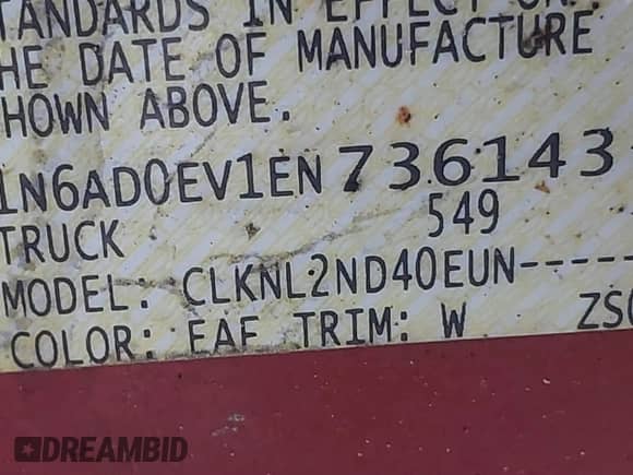 2014 Nissan Frontier SV z VIN 1N6AD0EV1EN736143, wystawiony jako IAAI lot #41484522 z przebiegiem 265 867 mil mil oraz . Historia ofert i sprzedaży dostępna na DreamBid. Obrazek 9.