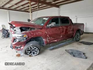 2025 Ram 1500 Laramie with VIN 1C6SRFJP9SN520448, listed as a Copart auction lot 71697495 with 5,635 mi miles and Salvage title. Bid and sale history available at DreamBid. Image 1.