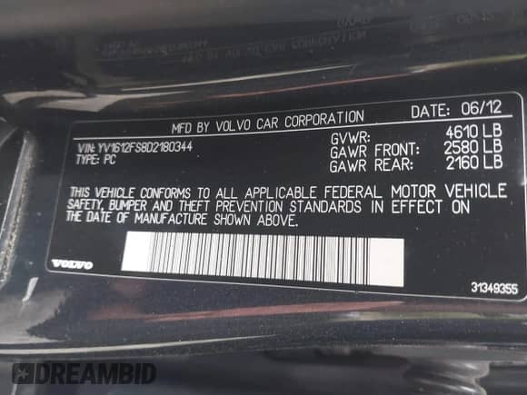 2013 Volvo S60 T5 Premier z VIN YV1612FS8D2180344, wystawiony jako IAAI lot #42863760 z przebiegiem 193 207 mil mil oraz . Historia ofert i sprzedaży dostępna na DreamBid. Obrazek 9.