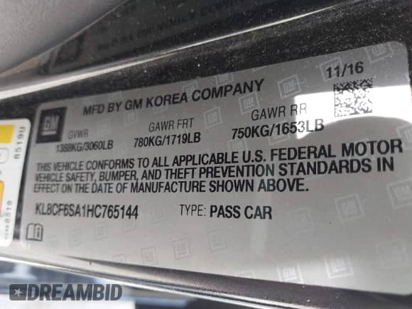 2017 Chevrolet Spark LT с VIN KL8CF6SA1HC765144, выставлен на аукционе IAAI как лот 42288599 с пробегом 34 737 миль миль и . История ставок и продаж доступна на DreamBid. Изображение 9.