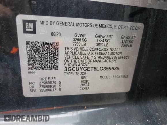 2020 Chevrolet Silverado 1500 LTZ с VIN 3GCUYGET8LG359635, выставлен на аукционе Copart как лот 60639405 с пробегом 166 797 миль миль и Списание • Salvage title. История ставок и продаж доступна на DreamBid. Изображение 12.