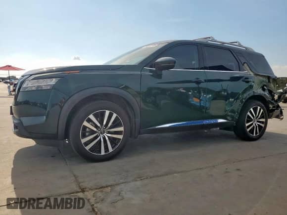 2023 Nissan Pathfinder Platinum with VIN 5N1DR3DG1PC237715, listed as a Copart auction lot 68867215 with 18,246 mi miles and Salvage title. Bid and sale history available at DreamBid. Image 1.