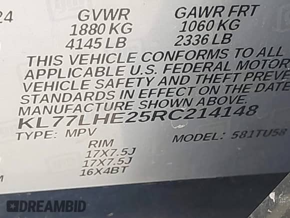 2024 Chevrolet Trax LT с VIN KL77LHE25RC214148, выставлен на аукционе IAAI как лот 42581725 с пробегом 22 444 миль миль и . История ставок и продаж доступна на DreamBid. Изображение 9.