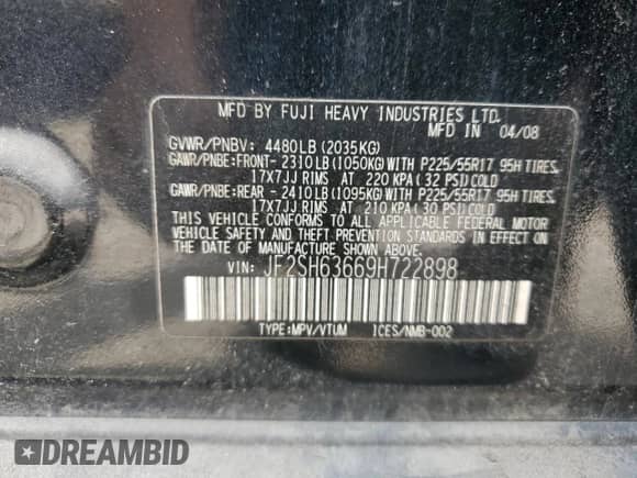 2009 Subaru Forester X with VIN JF2SH63669H722898, listed as a Copart auction lot 81655285 with 158,818 mi miles and Clean title. Bid and sale history available at DreamBid. Image 13.