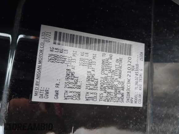 2022 Nissan Pathfinder SL с VIN 5N1DR3CC3NC210320, выставлен на аукционе IAAI как лот 42522846 с пробегом 36 872 миль миль и . История ставок и продаж доступна на DreamBid. Изображение 9.