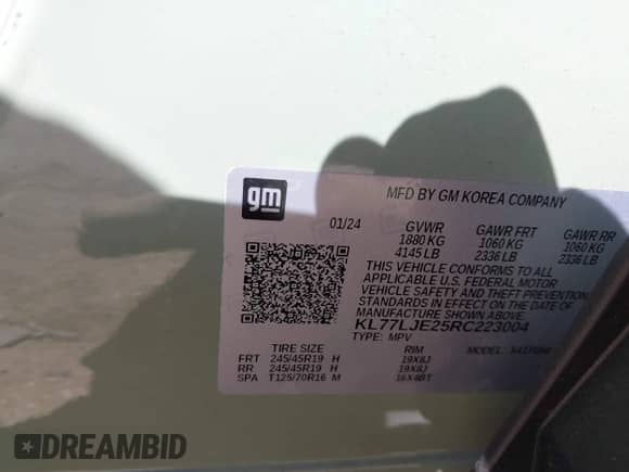 2024 Chevrolet Trax 2RS с VIN KL77LJE25RC223004, выставлен на аукционе IAAI как лот 42866101 с пробегом 12 486 миль миль и . История ставок и продаж доступна на DreamBid. Изображение 9.