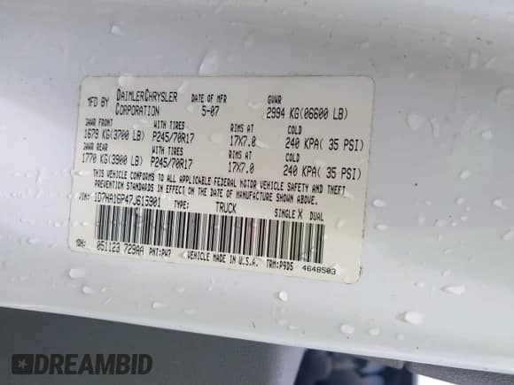 2007 Dodge 1500 SLT с VIN 1D7HA16P47J615901, выставлен на аукционе IAAI как лот 42490619 с пробегом 292 474 миль миль и . История ставок и продаж доступна на DreamBid. Изображение 9.