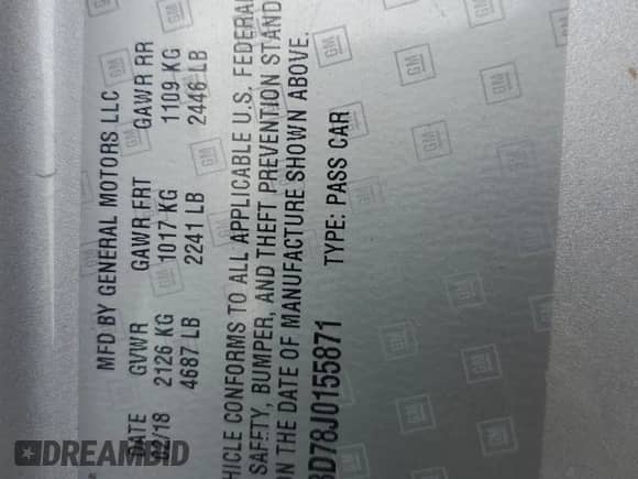 2018 Chevrolet Camaro 2SS z VIN 1G1FH3D78J0155871, wystawiony jako Copart lot #56176715 z przebiegiem Nie podano mil oraz Nie do naprawy • Non repairable. Historia ofert i sprzedaży dostępna na DreamBid. Obrazek 12.