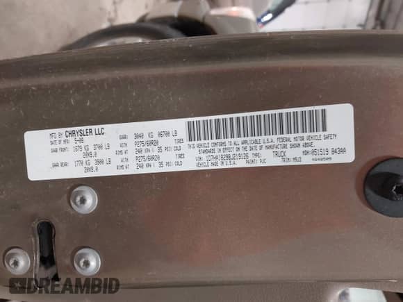 2008 Dodge 1500 SLT z VIN 1D7HA18298J219126, wystawiony jako IAAI lot #43522682 z przebiegiem 189 923 mil mil oraz . Historia ofert i sprzedaży dostępna na DreamBid. Obrazek 9.