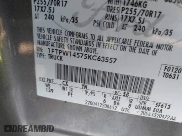 2005 Ford F-150 XLT с VIN 1FTPW14575KC63557, выставлен на аукционе IAAI как лот 43525316 с пробегом 141 500 миль миль и . История ставок и продаж доступна на DreamBid. Изображение 9.