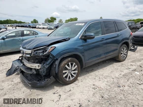 2021 Honda Pilot EX with VIN 5FNYF6H33MB025906, listed as a Copart auction lot 58487745 with 37,037 mi miles and Salvage title. Bid and sale history available at DreamBid. Image 1.