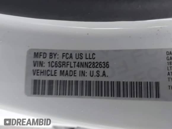 2022 Ram 1500 Rebel z VIN 1C6SRFLT4NN282636, wystawiony jako IAAI lot #43369975 z przebiegiem 38 884 mil mil oraz . Historia ofert i sprzedaży dostępna na DreamBid. Obrazek 9.
