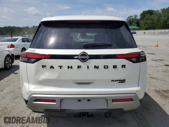 2023 Nissan Pathfinder Platinum with VIN 5N1DR3DK2PC240644, listed as a Copart auction lot 60130485 with 29,548 mi miles and Salvage title. Bid and sale history available at DreamBid. Image 6.