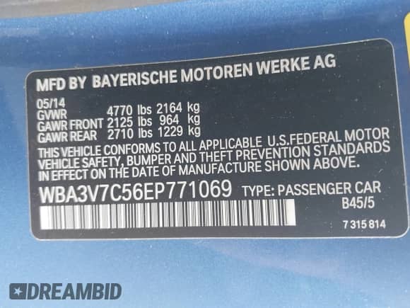 2014 BMW 4 Series 428i с VIN WBA3V7C56EP771069, выставлен на аукционе IAAI как лот 41885345 с пробегом 94 862 миль миль и . История ставок и продаж доступна на DreamBid. Изображение 9.