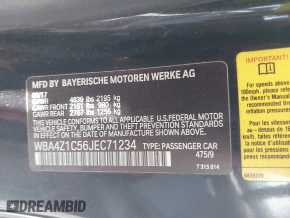 2018 BMW 4 Series 430i with VIN WBA4Z1C56JEC71234, listed as a IAAI auction lot 42485028 with 34,449 mi miles and . Bid and sale history available at DreamBid. Image 9.