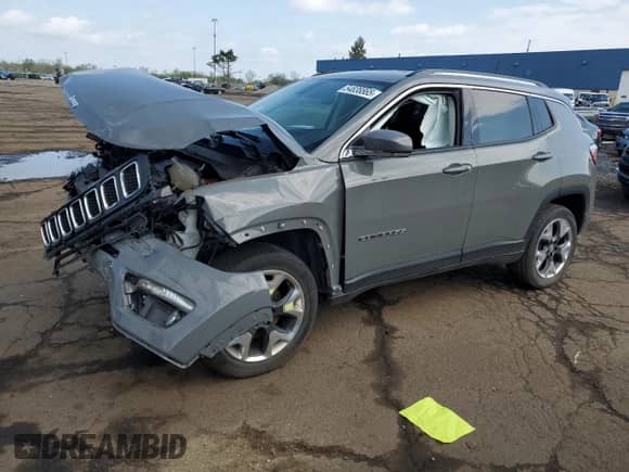 2020 Jeep Compass Limited with VIN 3C4NJDCB1LT101160, listed as a Copart auction lot 54838865 with 38,049 mi miles and Non repairable. Bid and sale history available at DreamBid. Image 1.