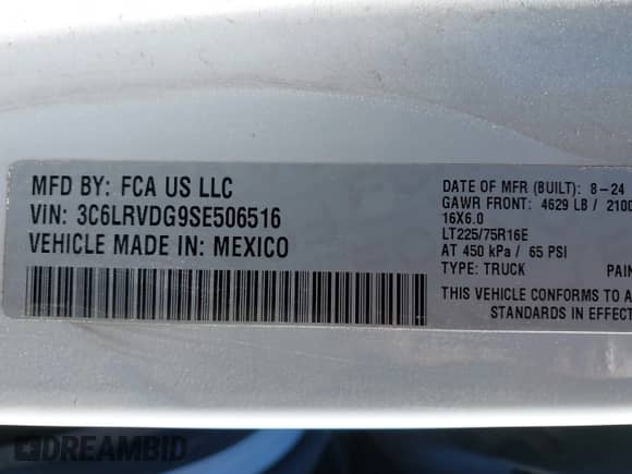 2025 Ram ProMaster Cargo Tradesman с VIN 3C6LRVDG9SE506516, выставлен на аукционе IAAI как лот 42246677 с пробегом 7 922 миль миль и . История ставок и продаж доступна на DreamBid. Изображение 9.