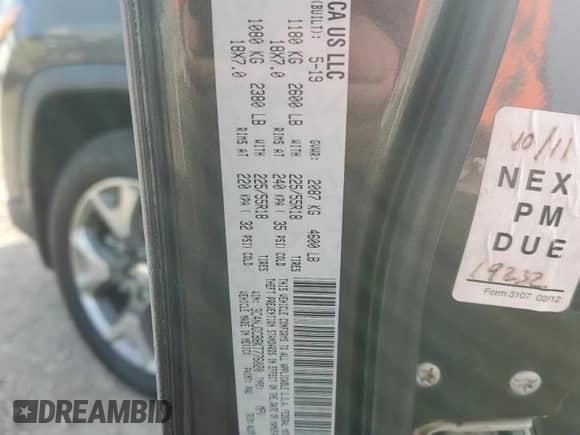 2019 Jeep Compass Limited z VIN 3C4NJDCB8KT776020, wystawiony jako Copart lot #85486084 z przebiegiem 111 070 mil mil oraz Szkoda całkowita • Salvage title. Historia ofert i sprzedaży dostępna na DreamBid. Obrazek 13.