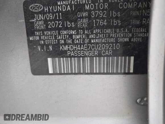 2012 Hyundai Elantra GLS с VIN KMHDH4AE7CU209210, выставлен на аукционе IAAI как лот 43044493 с пробегом 151 203 миль миль и . История ставок и продаж доступна на DreamBid. Изображение 9.