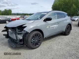2024 Nissan Murano SV with VIN 5N1AZ2BS8RC107454, listed as a Copart auction lot 58438615 with 4,852 mi miles and Salvage title. Bid and sale history available at DreamBid. Image 1.