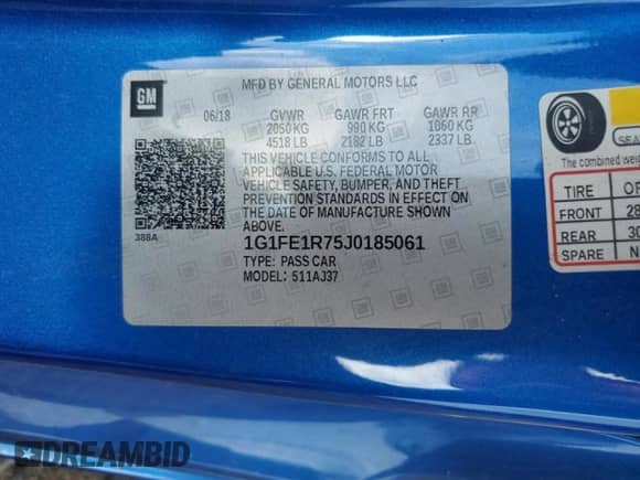 2018 Chevrolet Camaro 1SS z VIN 1G1FE1R75J0185061, wystawiony jako Copart lot #62646465 z przebiegiem 23 067 mil mil oraz Szkoda całkowita • Salvage title. Historia ofert i sprzedaży dostępna na DreamBid. Obrazek 12.