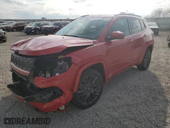 2022 Jeep Compass (RED) Edition with VIN 3C4NJDCB6NT131984, listed as a Copart auction lot 80147565 with 34,972 mi miles and Salvage title. Bid and sale history available at DreamBid. Image 1.