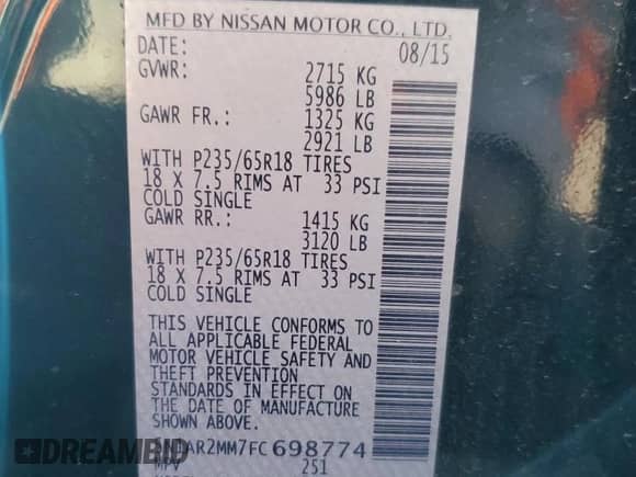 2015 Nissan Pathfinder SL с VIN 5N1AR2MM7FC698774, выставлен на аукционе Copart как лот 80348525 с пробегом 96 376 миль миль и Списание • Salvage title. История ставок и продаж доступна на DreamBid. Изображение 12.