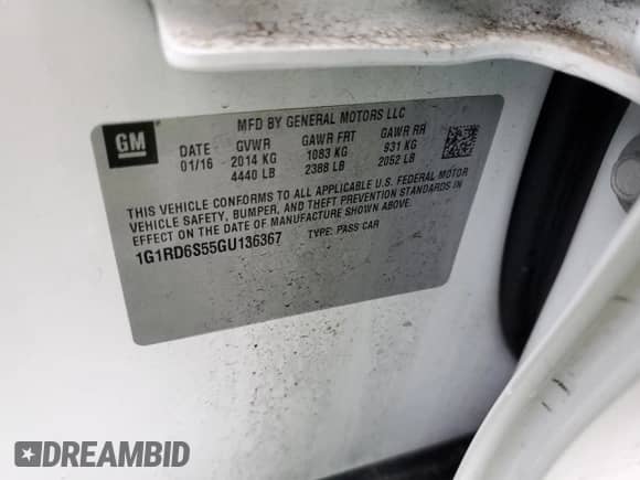 2016 Chevrolet Volt Premier с VIN 1G1RD6S55GU136367, выставлен на аукционе Copart как лот 71677002 с пробегом 79 486 миль миль и . История ставок и продаж доступна на DreamBid. Изображение 12.