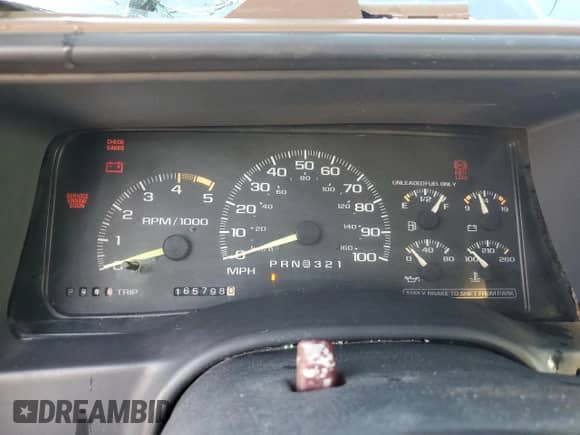 1995 Chevrolet Tahoe with VIN 3GNEK18K7SG119164, listed as a Copart auction lot 77744684 with 165,798 mi miles and Salvage title. Bid and sale history available at DreamBid. Image 9.