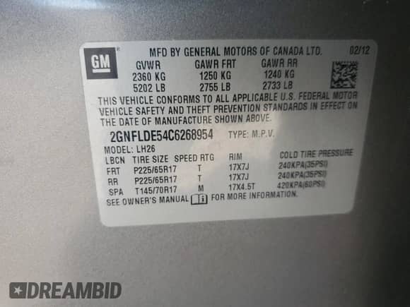 2012 Chevrolet Equinox 1LT z VIN 2GNFLDE54C6268954, wystawiony jako Copart lot #71798055 z przebiegiem 163 015 mil mil oraz Szkoda całkowita • Salvage title. Historia ofert i sprzedaży dostępna na DreamBid. Obrazek 13.
