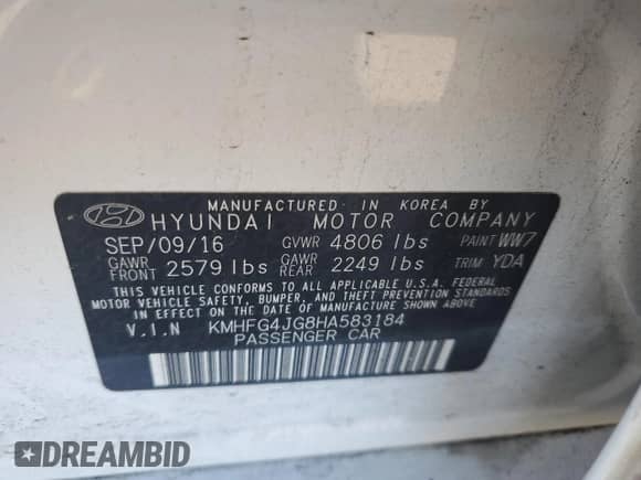 2017 Hyundai Azera с VIN KMHFG4JG8HA583184, выставлен на аукционе Copart как лот 61785895 с пробегом 133 123 миль миль и Списание • Salvage title. История ставок и продаж доступна на DreamBid. Изображение 12.