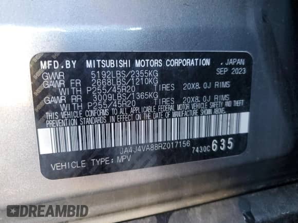 2024 Mitsubishi Outlander SE с VIN JA4J4VA88RZ017156, выставлен на аукционе Copart как лот 85308215 с пробегом 47 007 миль миль и Списание • Salvage title. История ставок и продаж доступна на DreamBid. Изображение 14.