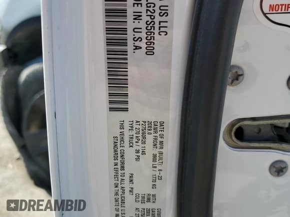 2023 Ram 1500 SLT with VIN 1C6RR7LG2PS565600, listed as a Copart auction lot 80734045 with 45,503 mi miles and Non repairable. Bid and sale history available at DreamBid. Image 12.