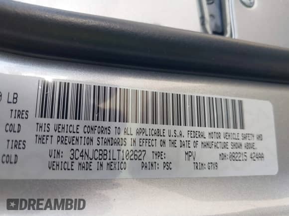 2020 Jeep Compass Latitude z VIN 3C4NJCBB1LT102627, wystawiony jako IAAI lot #41657827 z przebiegiem 68 371 mil mil oraz . Historia ofert i sprzedaży dostępna na DreamBid. Obrazek 9.