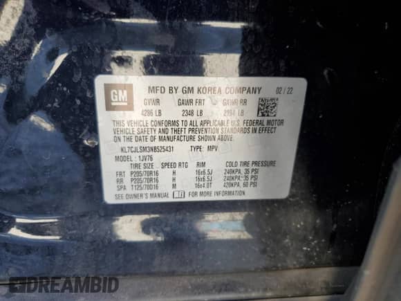 2022 Chevrolet Trax LT с VIN KL7CJLSM3NB525431, выставлен на аукционе Copart как лот 81812085 с пробегом 105 501 миль миль и На запчасти • Non repairable. История ставок и продаж доступна на DreamBid. Изображение 13.