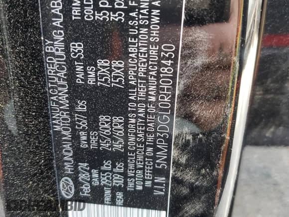 2024 Hyundai Santa Fe XRT с VIN 5NMP3DGL0RH018430, выставлен на аукционе Copart как лот 67792664 с пробегом 1 671 миль миль и Списание • Salvage title. История ставок и продаж доступна на DreamBid. Изображение 16.