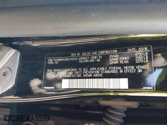 2016 Volvo S60 T5 Drive-E Premier z VIN YV126MFK8G2412344, wystawiony jako IAAI lot #42108519 z przebiegiem 129 579 mil mil oraz . Historia ofert i sprzedaży dostępna na DreamBid. Obrazek 9.