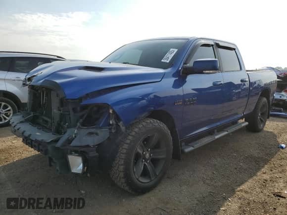 2017 Ram 1500 Sport with VIN 1C6RR7UT5HS647043, listed as a Copart auction lot 58411405 with 62,874 mi miles and Salvage title. Bid and sale history available at DreamBid. Image 1.