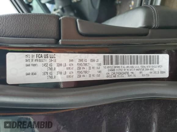 2017 Jeep Grand Cherokee 75th Anniversary with VIN 1C4RJFAG9HC640785, listed as a Copart auction lot 81494635 with 167,891 mi miles and Salvage title. Bid and sale history available at DreamBid. Image 13.