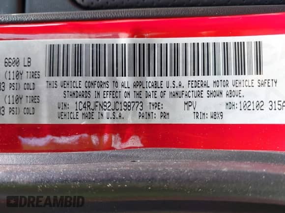 2018 Jeep Grand Cherokee Trackhawk with VIN 1C4RJFN92JC198773, listed as a IAAI auction lot 42858219 with 40,925 mi miles and . Bid and sale history available at DreamBid. Image 9.
